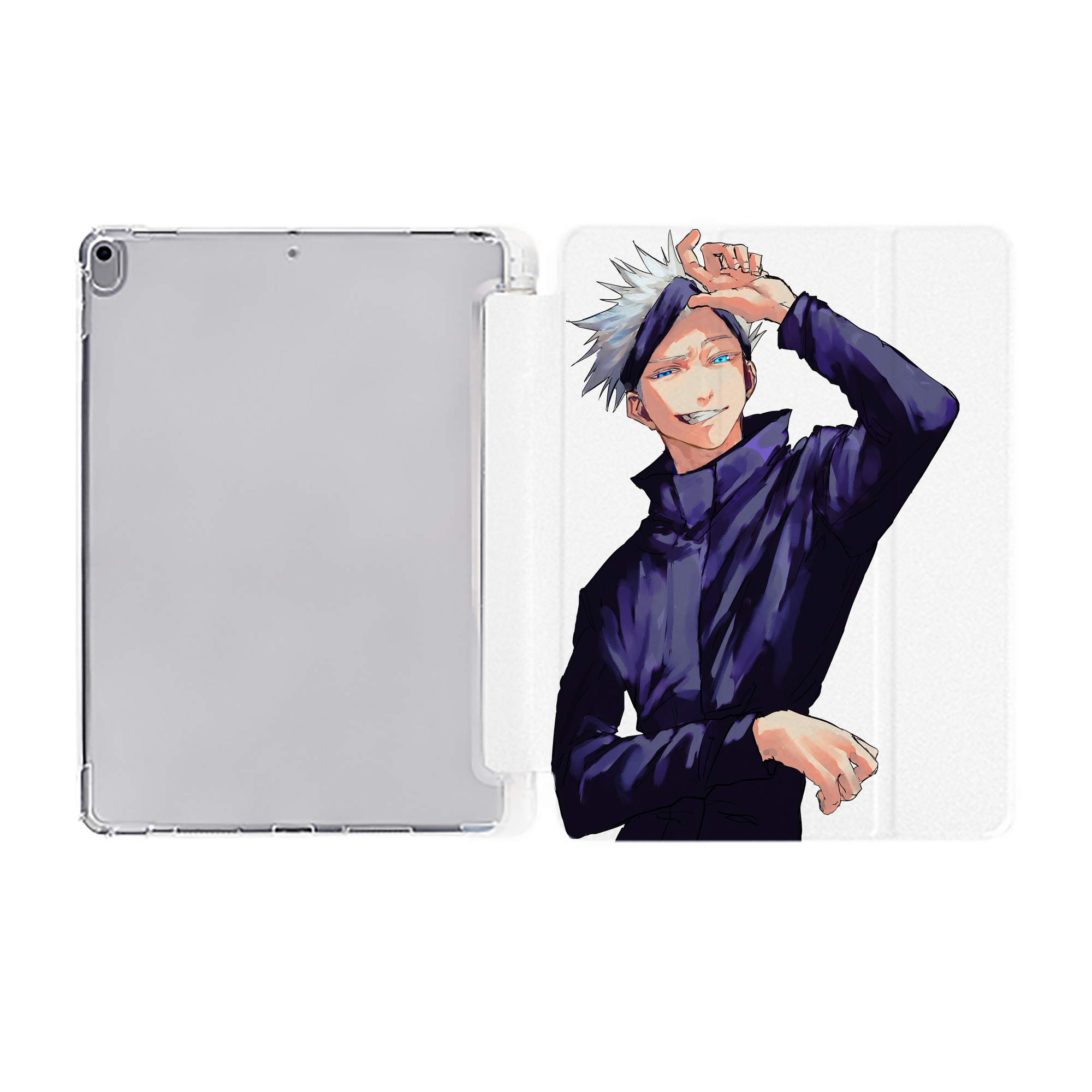 （画像用） 呪術廻戦 Jujutsu Kaisen IPad ケース ペン収納付き 三つ折りスタンド PUレザー×シリコン 対応機種9.5/10.5/10.9インチ